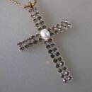 Neugablonz: Prächtiger Anhänger Kreuz mit Kette Strass (36000)