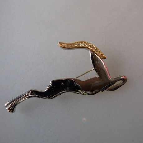 Neugablonz: Brosche Hirsch im Art Deco Stil (36002)