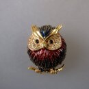 Neugablonz: Brosche Uhu / Eule Emaille Strass (36008)