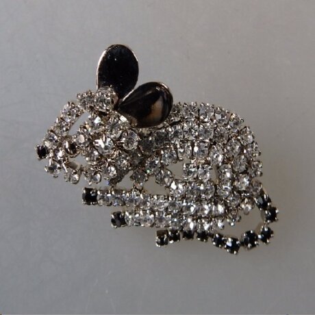 Neugablonz: Brosche Maus beweglich Strass (36010)