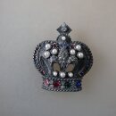 Neugablonz: Brosche Krone Perlen Strass (36015)