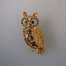 Neugablonz: Brosche Eule beweglich Strass (36025)