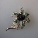 Neugablonz: Schwere Brosche Blüte Strass (36039)