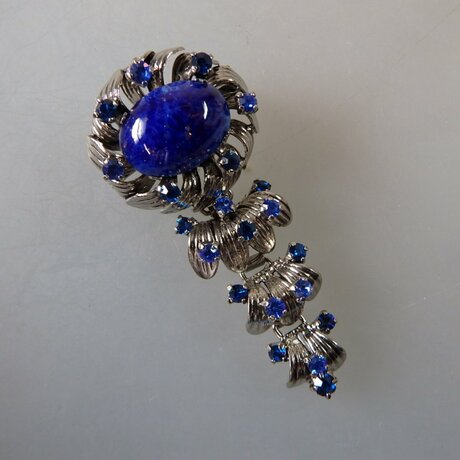 Neugablonz: Bewegliche Brosche Lapis-Cabochon (36050)