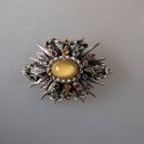 Neugablonz: Effektvolle Brosche Bernstein Strass (36054)