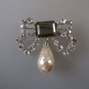 Neugablonz: Brosche Rauchquarz und Perle (36056)