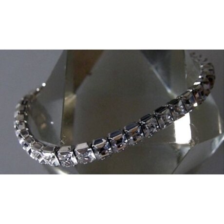 Neugablonz: Elegantes Armband weisser Strass um 1980 (31610)