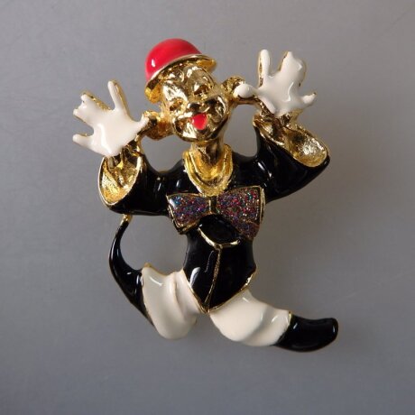 Neugablonz: Brosche Clown Emaille Strass (36071)