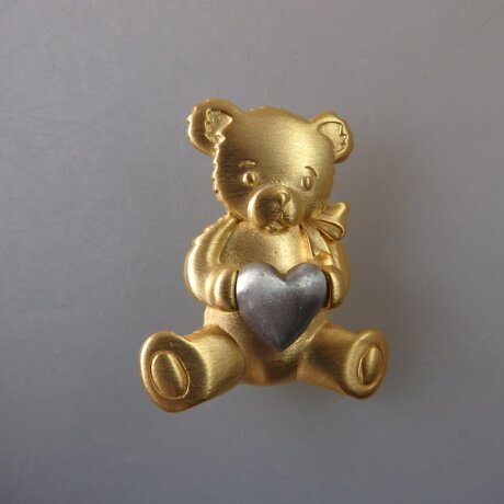 Neugablonz: Schwere Brosche Teddy Bär (36073)