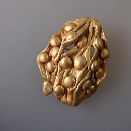 Neugablonz: Schwere Design Brosche signiert (36077)