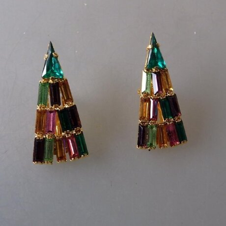 Neugablonz: Paar Ohrclips farbiger Strass (36083)