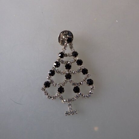 Neugablonz: Knopfloch-Brosche Weihnachtsbaum Strass (36102)