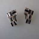 Neugablonz: Paar Ohrclips schwarzer und weisser Strass...