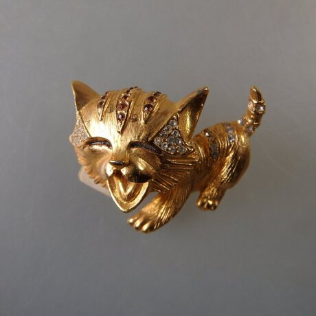 Neugablonz: Brosche Katze Strass (36040)