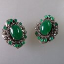 Neugablonz: Paar Ohrclips grüner Cabochon alter Stil...