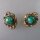 Neugablonz: Paar Ohrclips Malachit Cabochon alter Stil um 1910 (36175)