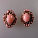 Neugablonz: Paar Ohrclips Rosenquarz Cabochon alter Stil...
