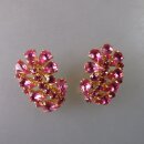 Neugablonz: Paar Ohrclips rosa Strass alter Stil um 1925...