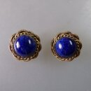 Neugablonz: Paar Ohrclips Lapislazuli Cabochon um 1950...