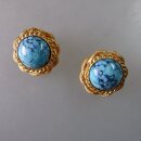Neugablonz: Paar Ohrclips Türkis Cabochon um 1950...