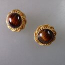 Neugablonz: Paar Ohrclips Tigeraugen Cabochon um 1950...