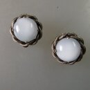 Neugablonz: Paar Ohrclips Opal Cabochon um 1950 (36195)