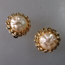 Neugablonz: Paar Ohrclips grosse Barockperle um 1950 (36203)