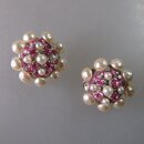 Neugablonz: Paar Ohrclips Perlen und rosa Strass um 1950...