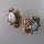 Neugablonz: Paar Ohrclips Mondsteine alter Stil um 1910 (36226)