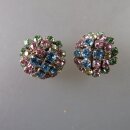 Neugablonz: Paar runde Ohrclips Strass um 1950 (36267)