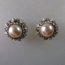 Neugablonz: Paar Ohrclips Perle und Strass um 1920 (36269)