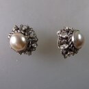 Neugablonz: Paar Ohrclips Perle und Strass um 1920 (36269)