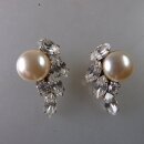 Neugablonz: Paar Ohrclips Perle und Strass um 1920 (36275)