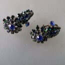 Neugablonz: Paar Ohrclips grüner und blauer Strass um 1950 (36277)
