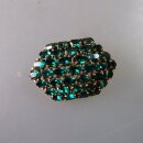 Neugablonz: Gewölbte Brosche grüner Strass um...