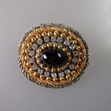 Neugablonz: Opulente Brosche Strass um 1960 (36293)
