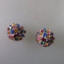 Neugablonz: Paar runde Ohrclips Strass um 1950 (36298)