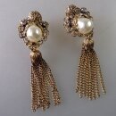 Neugablonz: Paar opulente Ohrclips mit Quasten alter Stil...