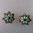 Neugablonz: Paar Ohrclips Blüte Strass alter Stil um...