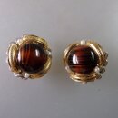 Neugablonz: Paar opulente Tigeraugen Ohrclips um 1950...