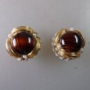 Neugablonz: Paar opulente Tigeraugen Ohrclips um 1950 (36312)