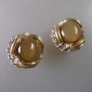 Neugablonz: Paar opulente Ohrclips grosser Cabochon um...