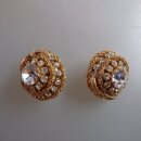 Neugablonz: Paar opulente Ohrclips Strass um 1950 (36325)