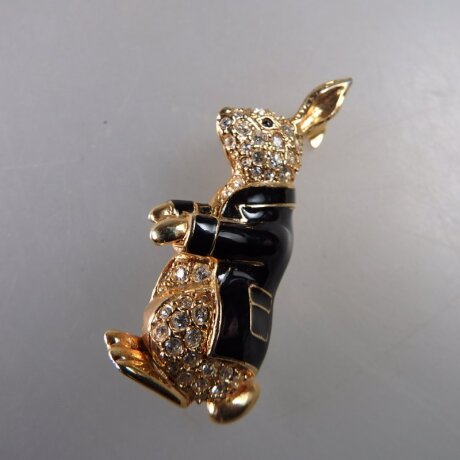 Neugablonz: Brosche Hase Emaille Strass (36180)