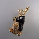 Neugablonz: Brosche Hase Emaille Strass (36180)