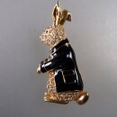 Neugablonz: Brosche Hase Emaille Strass (36180)