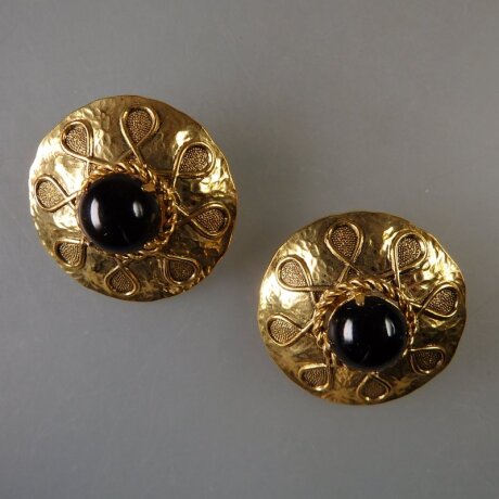 Neugablonz: Paar opulente Design Ohrclips um 1950 (36333)
