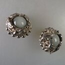 Neugablonz: Paar opulente Ohrclips grosser Mondstein um 1950 (36335)