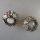 Neugablonz: Paar opulente Ohrclips grosser Mondstein um 1950 (36335)