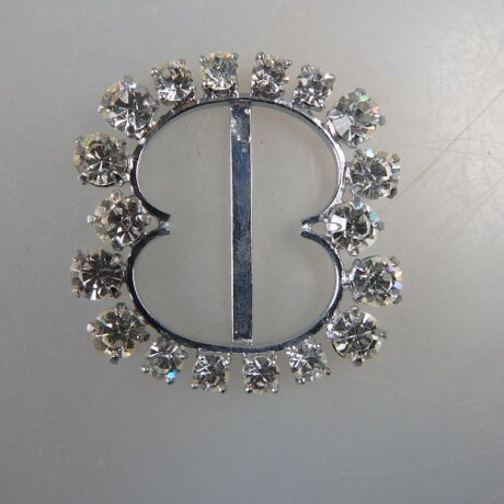 Neugablonz: Ovale Gürtelschnalle Strass alter Stil um 1925 (36350)